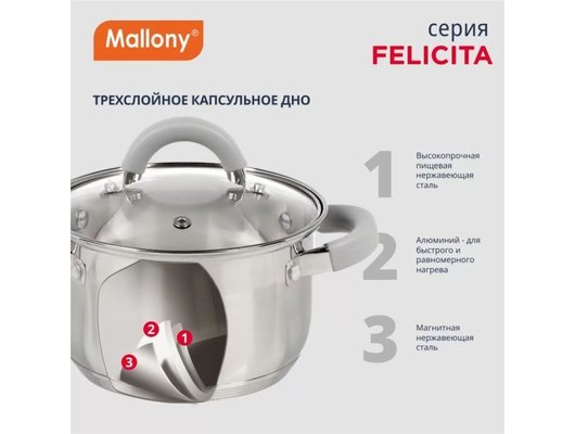 Кастрюля MALLONY Felicita 3.9 л